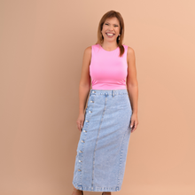 Load image into Gallery viewer, Always Chic Denim Midi Skirt