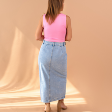 Load image into Gallery viewer, Always Chic Denim Midi Skirt