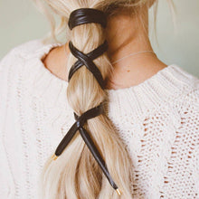 Load image into Gallery viewer, Wire Leather Ponytail Wrap: Black