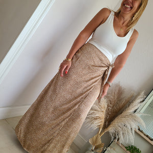 Carmel Latte Silk Wrap Skirt - Love and Neutrals
