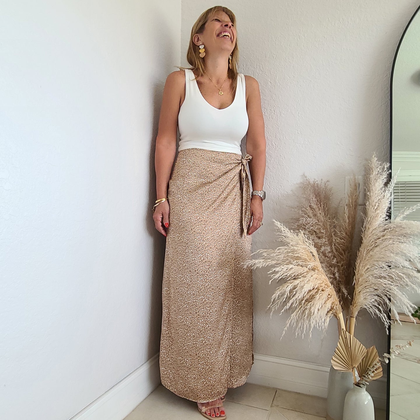 Carmel Latte Silk Wrap Skirt - Love and Neutrals