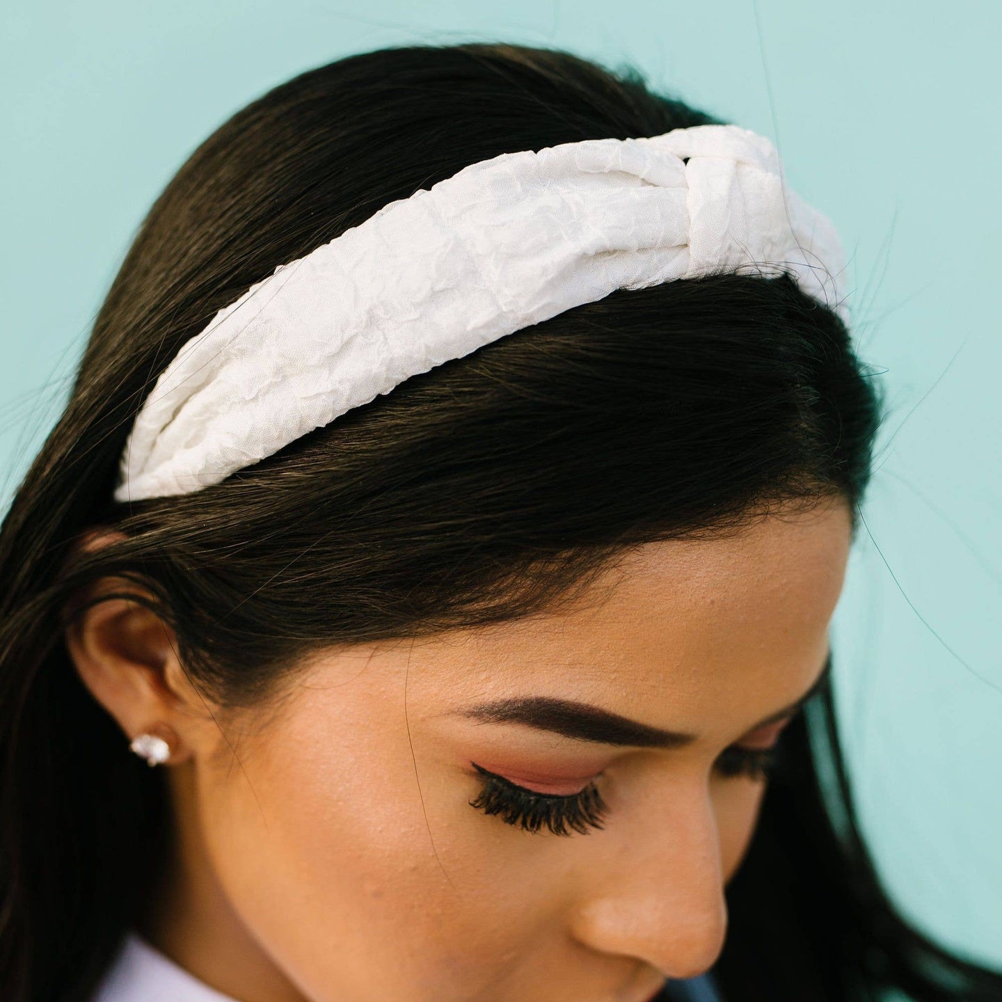 Crushed Cotton Headband in White